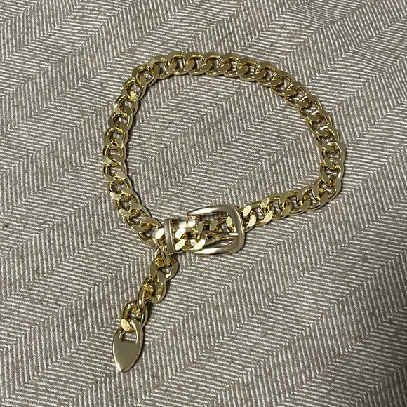 NWOB Belt Buckle Gold Chain Choker Necklace by JAYNEE Jewelry - Picture 4 of 5